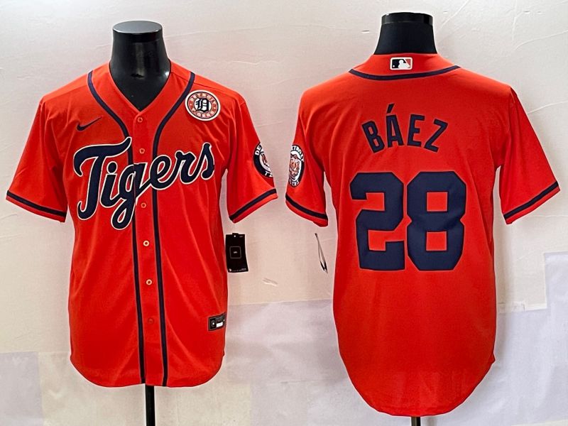Men 2025 Detroit Tigers #28 Baez Orange Game Nike MLB Jersey style 5